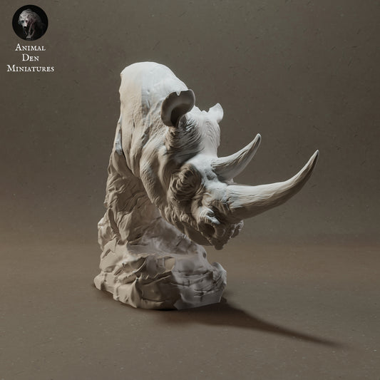 Black Rhino Bust - Animal Den Miniatures