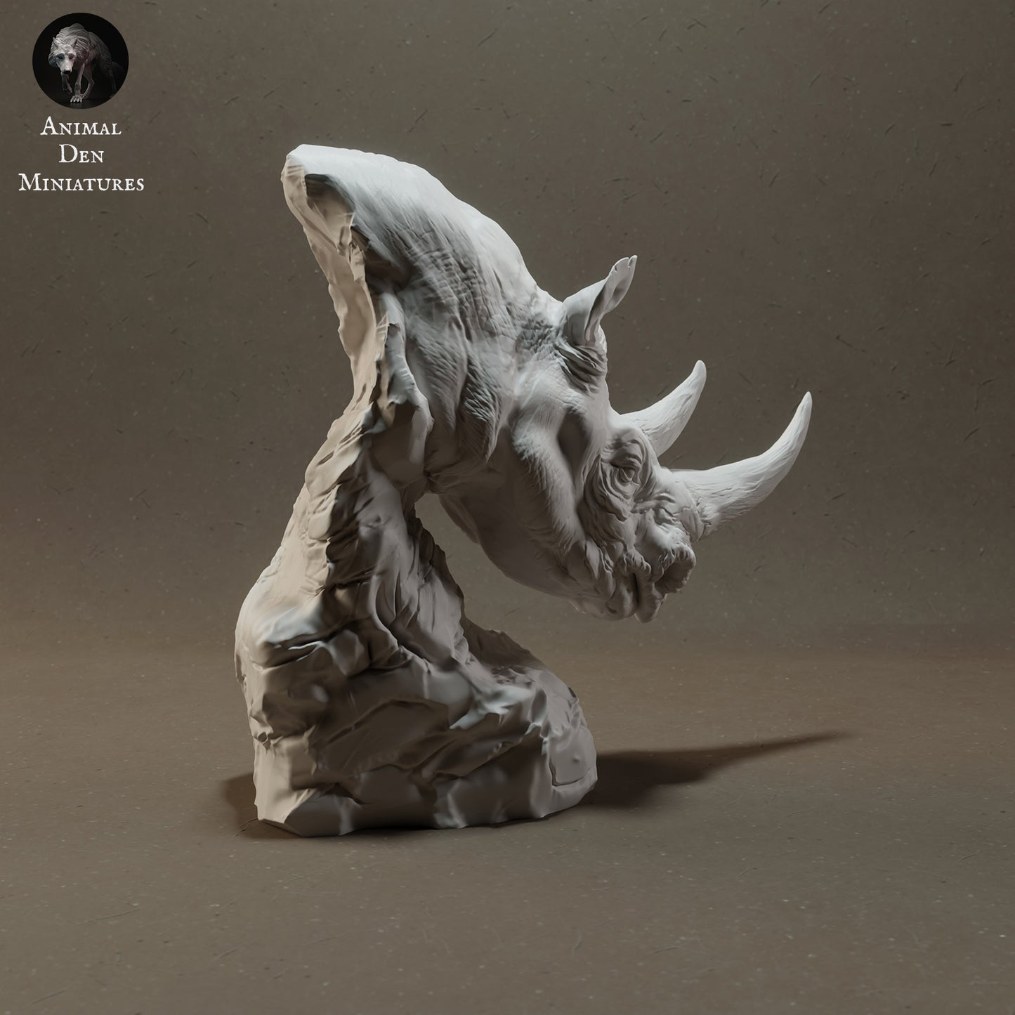 Black Rhino Bust - Animal Den Miniatures