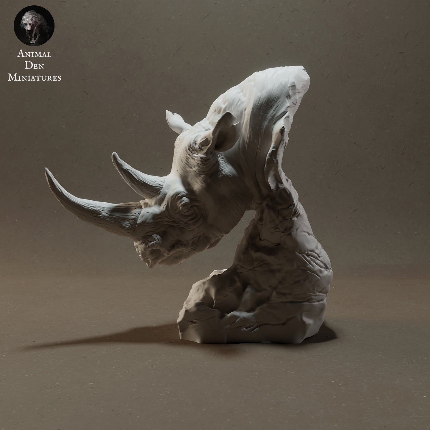 Black Rhino Bust - Animal Den Miniatures