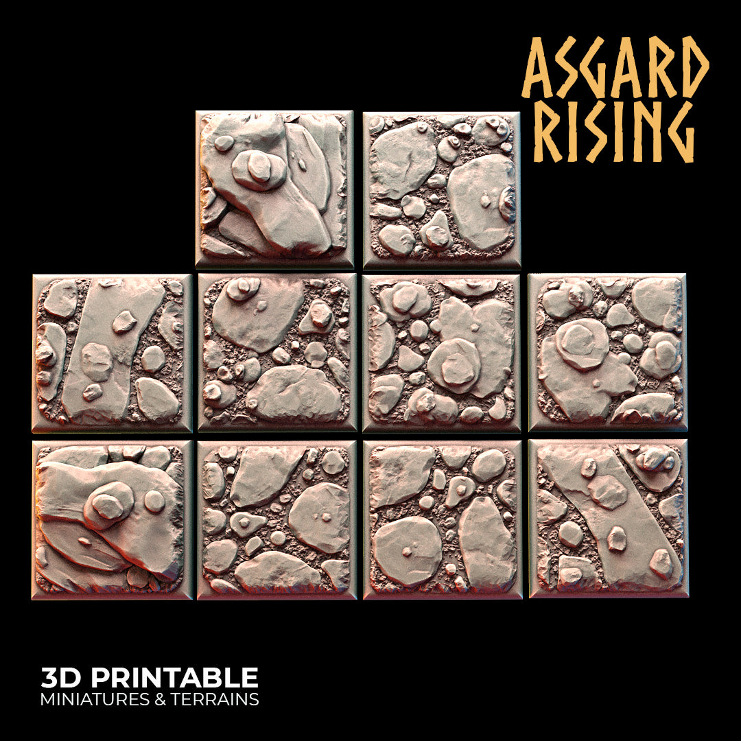 Rock Path - 10x 25mm Square Base - Asgard Rising