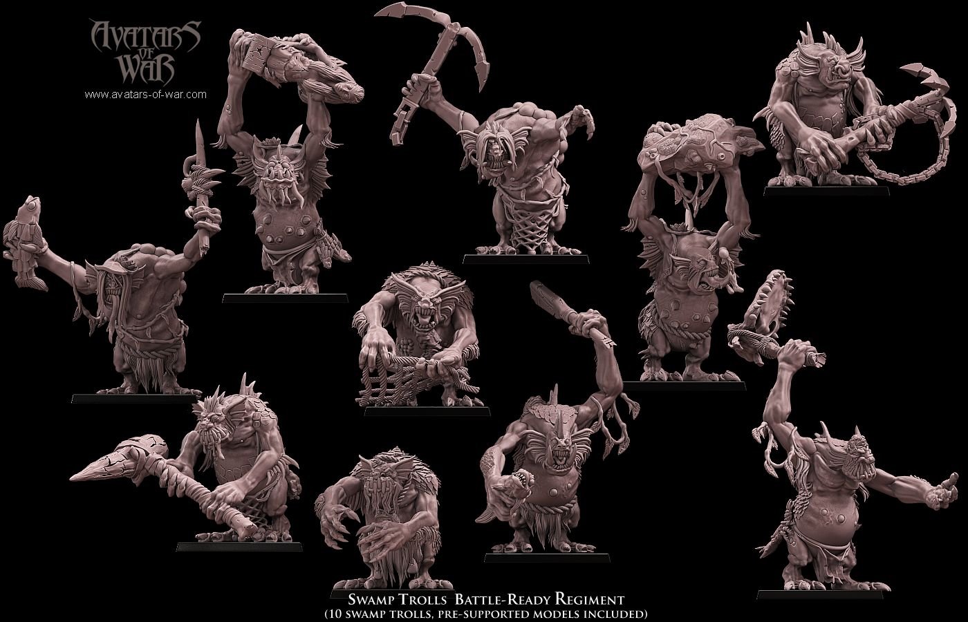 10x Swamp Trolls Battle-Ready regiment - Avatars of War