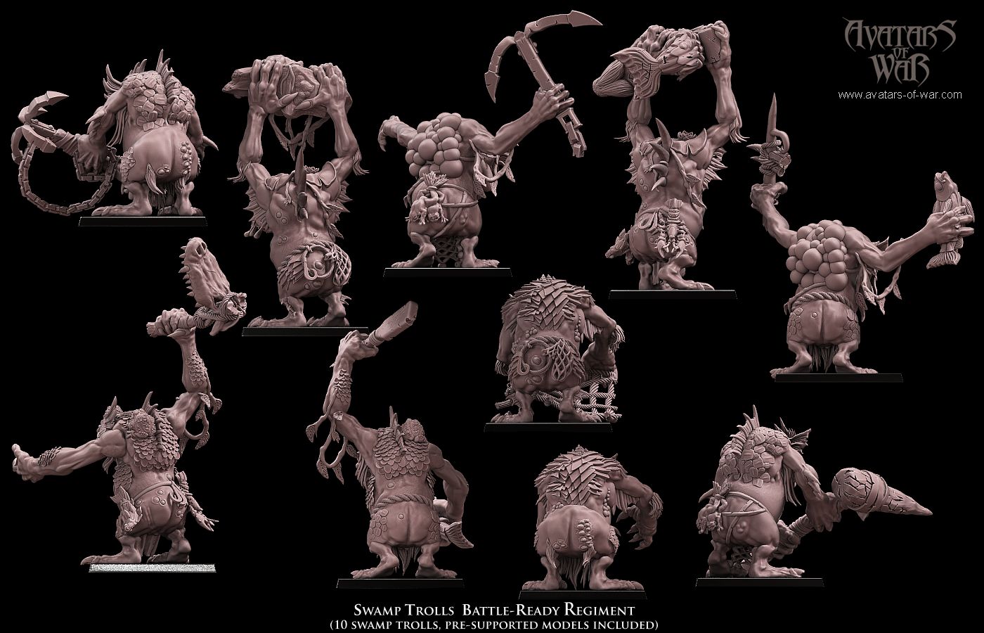 10x Swamp Trolls Battle-Ready regiment - Avatars of War