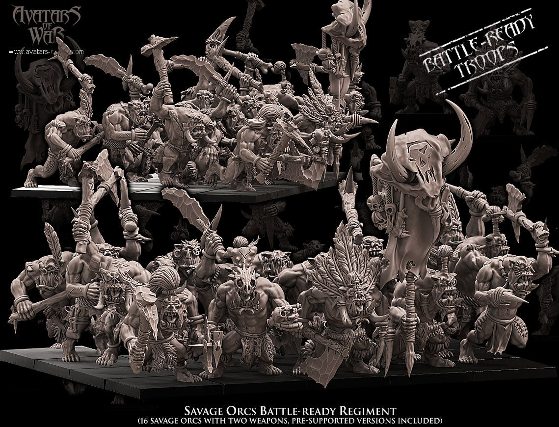 Savage Orcs Battle-Ready regiment (16 Orcs) - Avatars of War