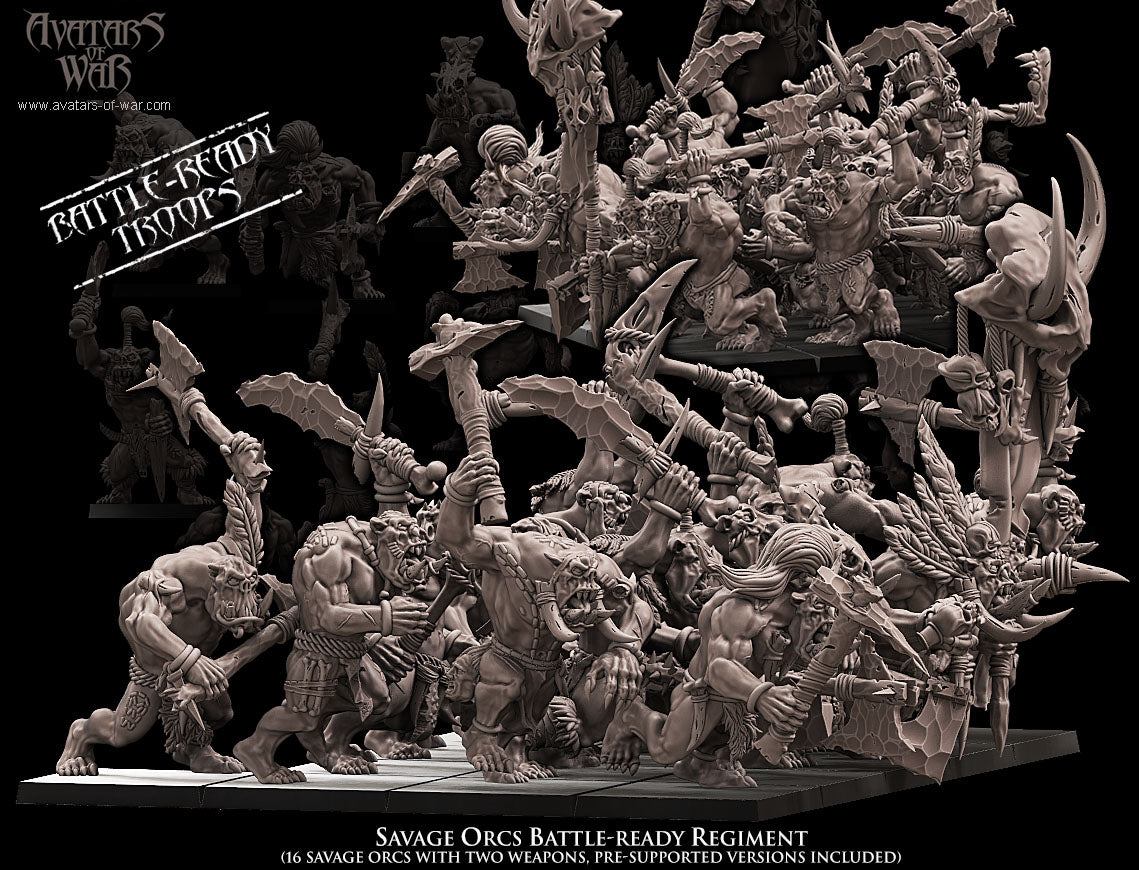 Savage Orcs Battle-Ready regiment (16 Orcs) - Avatars of War