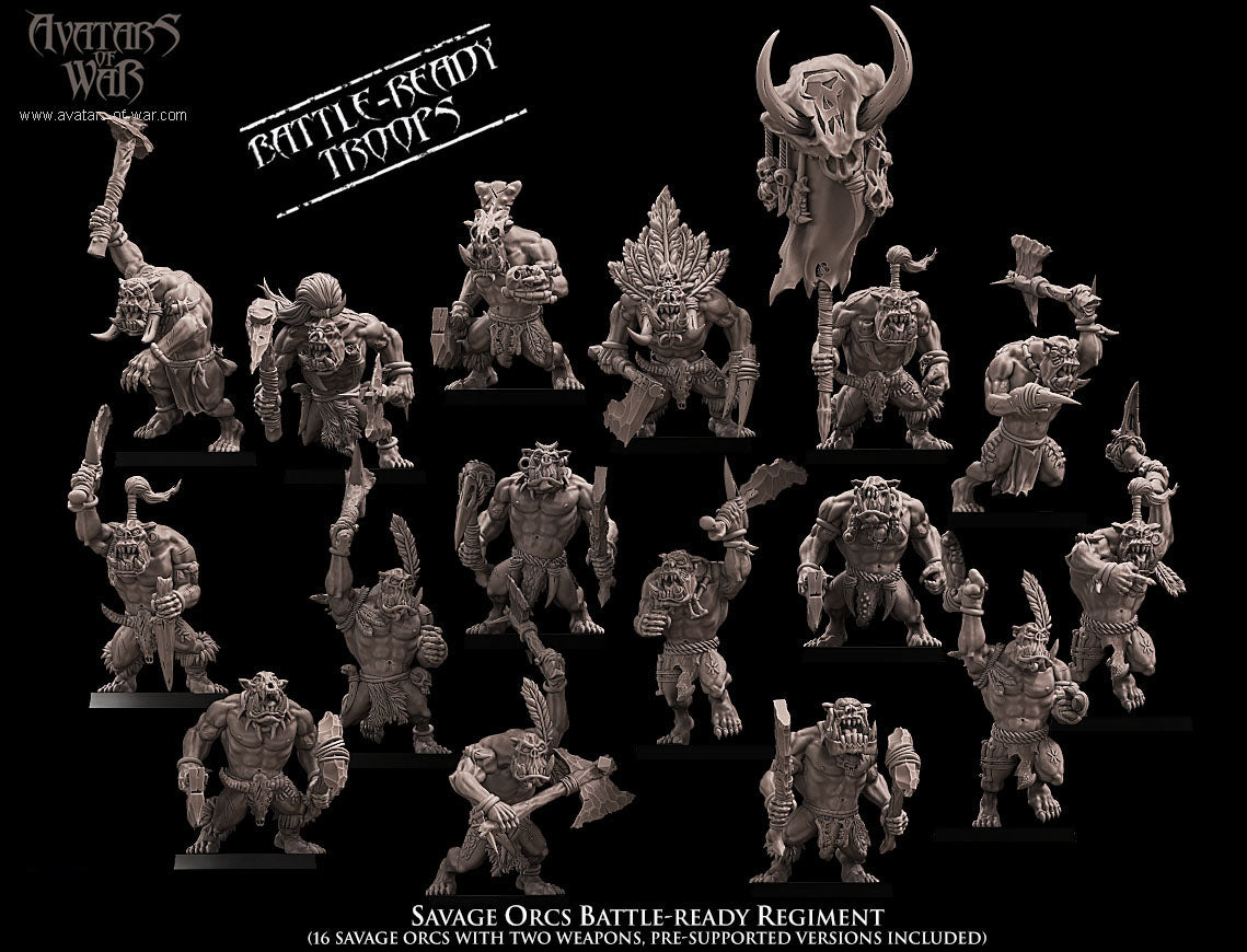 Savage Orcs Battle-Ready regiment (16 Orcs) - Avatars of War