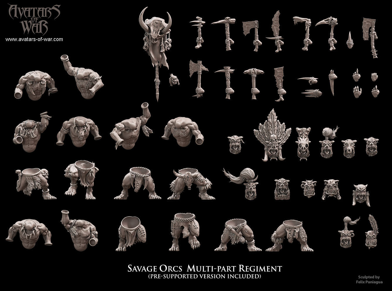 20x Savage Orcs multi-part regiment - Avatars of War