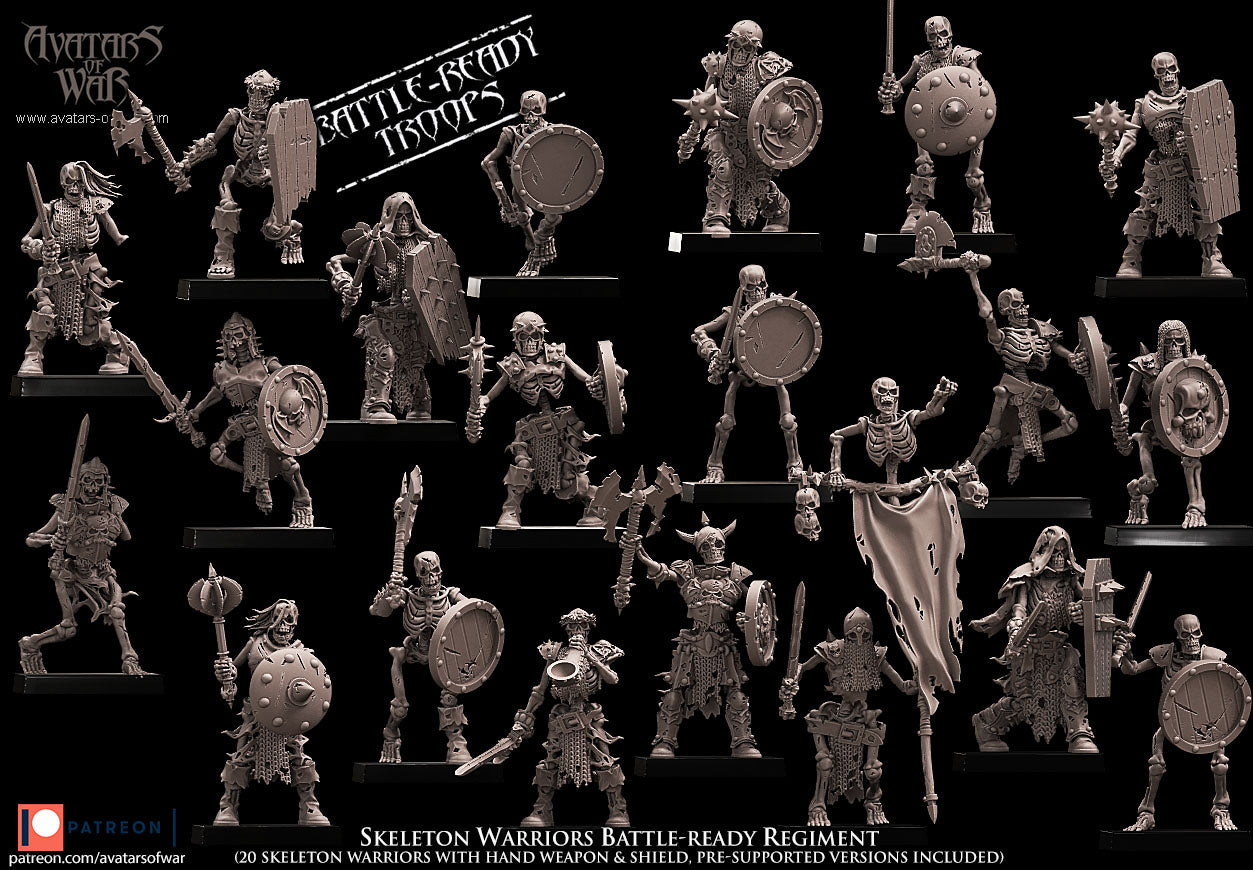 Skeleton Warriors Battle-Ready regiment (20 Skeletons) - Avatars of War