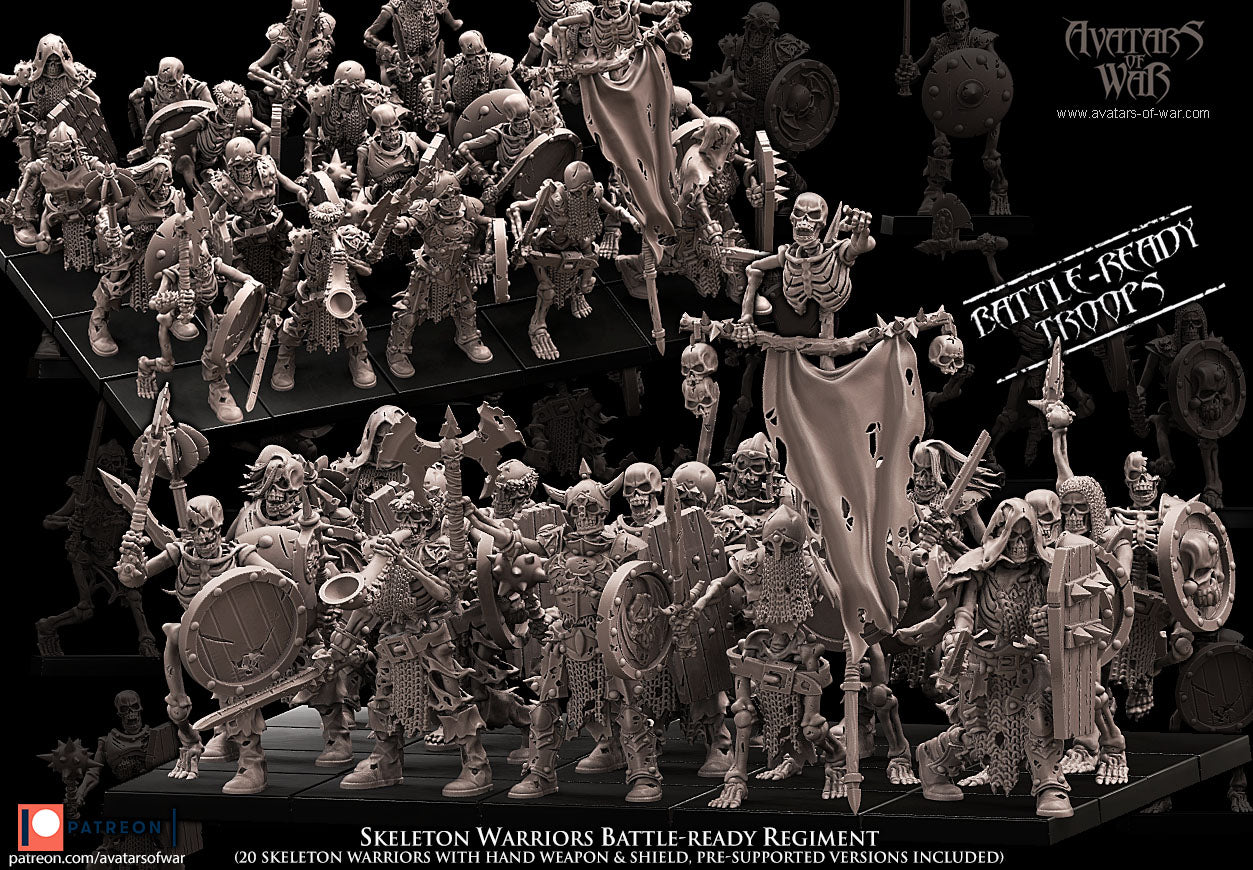 Skeleton Warriors Battle-Ready regiment (20 Skeletons) - Avatars of War