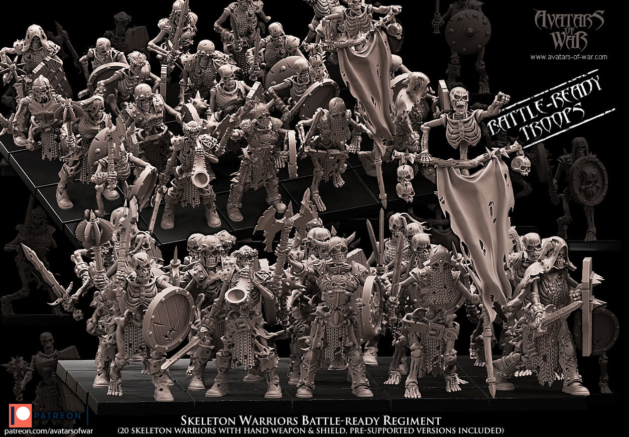 Skeleton Warriors Battle-Ready regiment (20 Skeletons) - Avatars of War