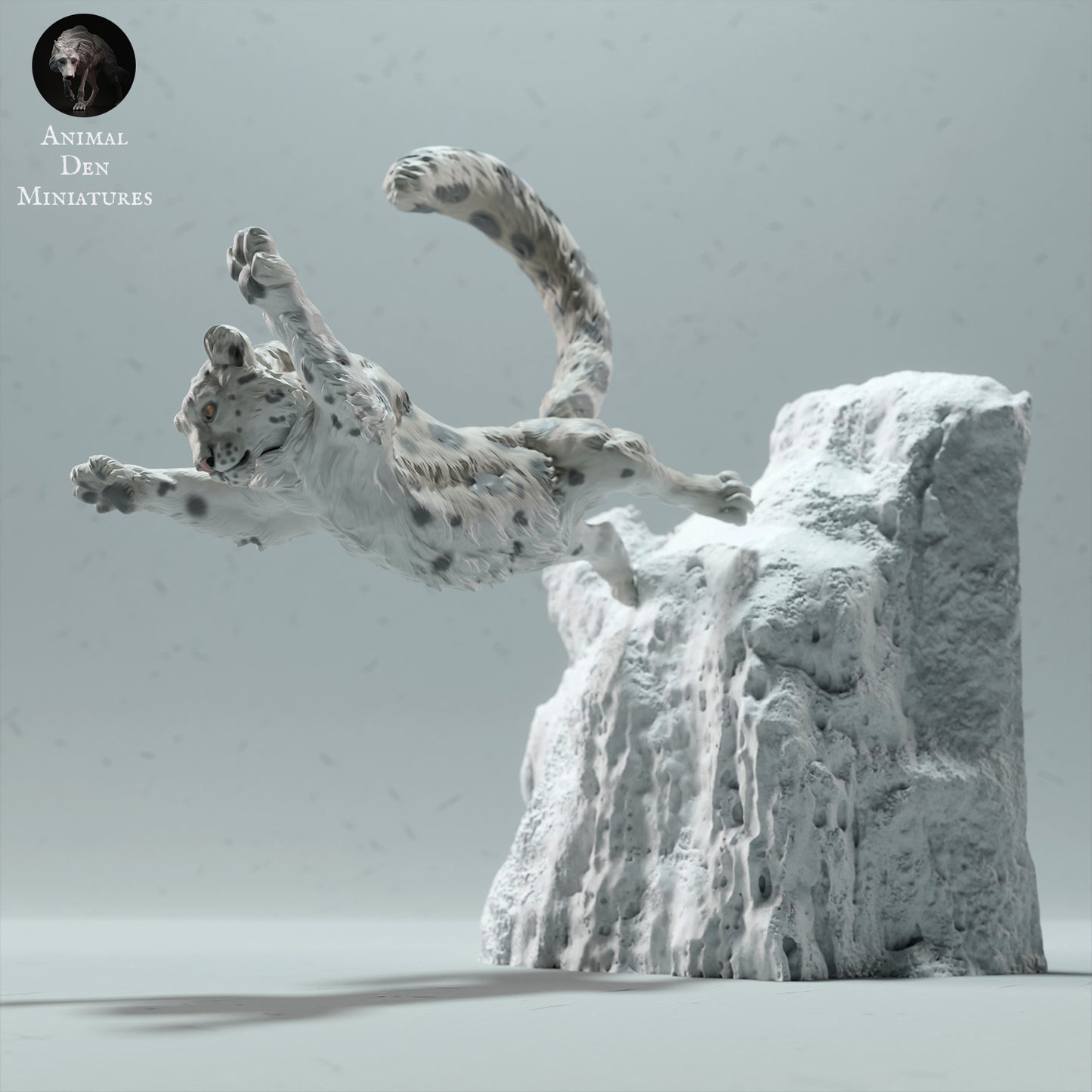 Snow Leopard Jump - Animal Den Miniatures