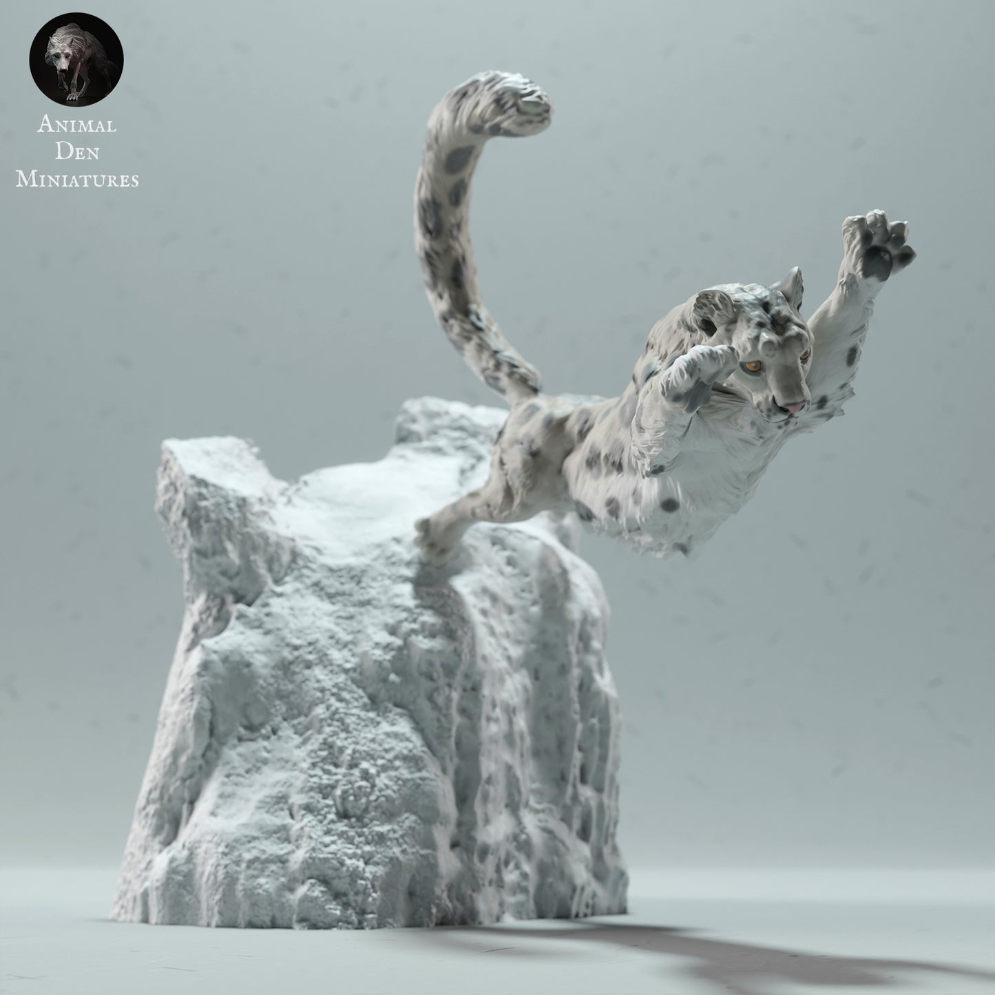 Snow Leopard Jump - Animal Den Miniatures