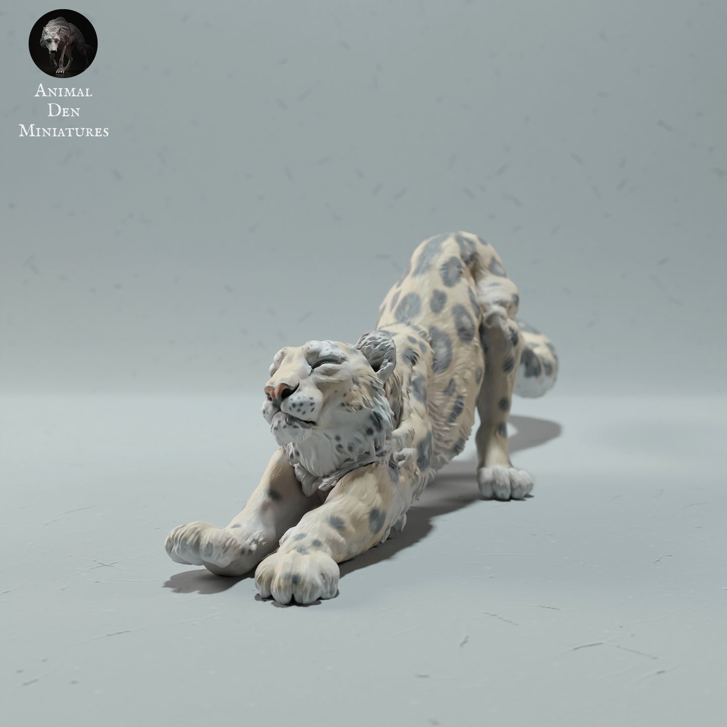 Snow Leopard Stretching - Animal Den Miniatures