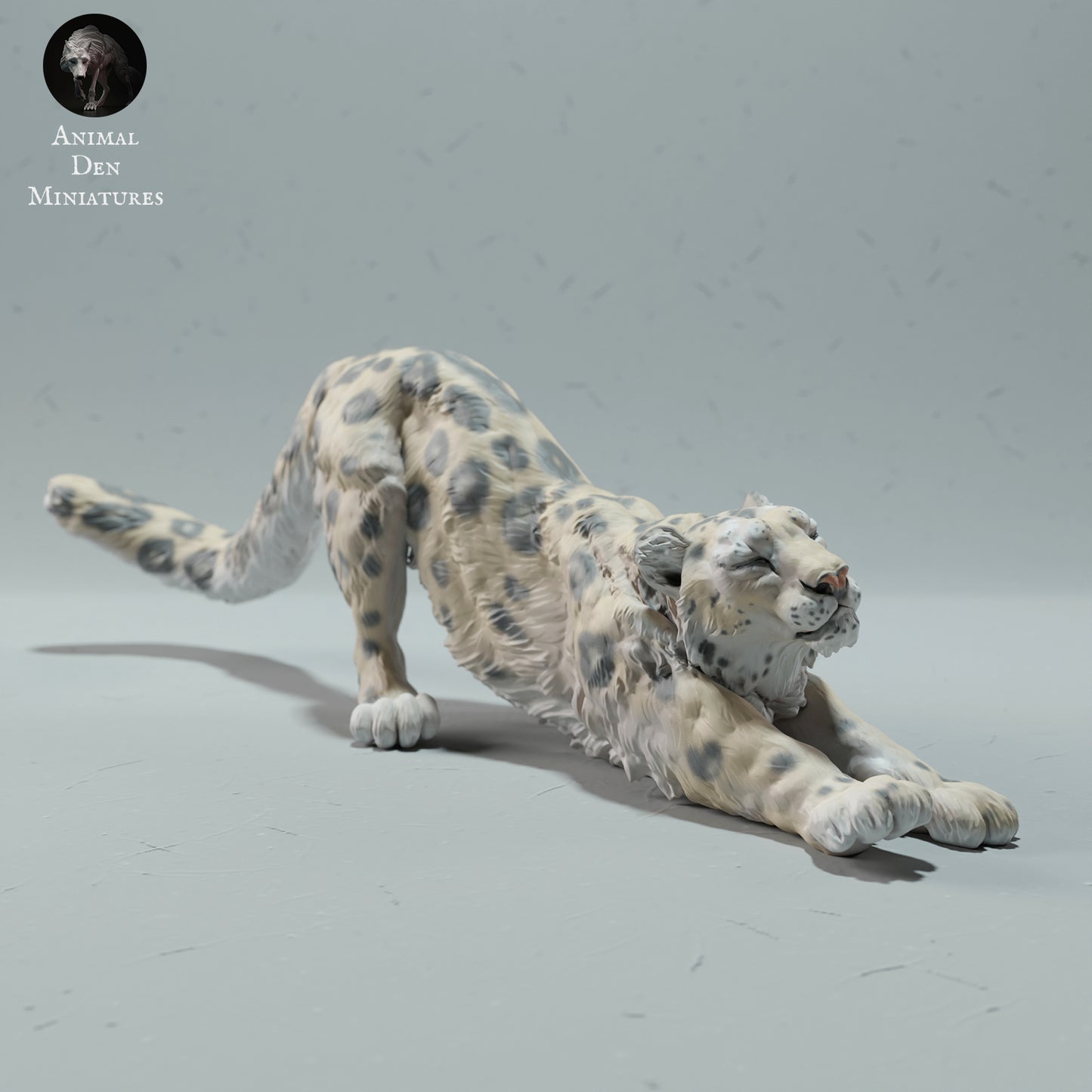 Snow Leopard Stretching - Animal Den Miniatures