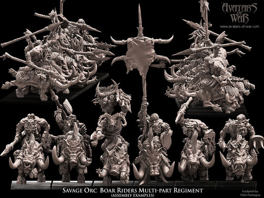 6x Savage Orc Boar riders multi-part regiment - Avatars of War