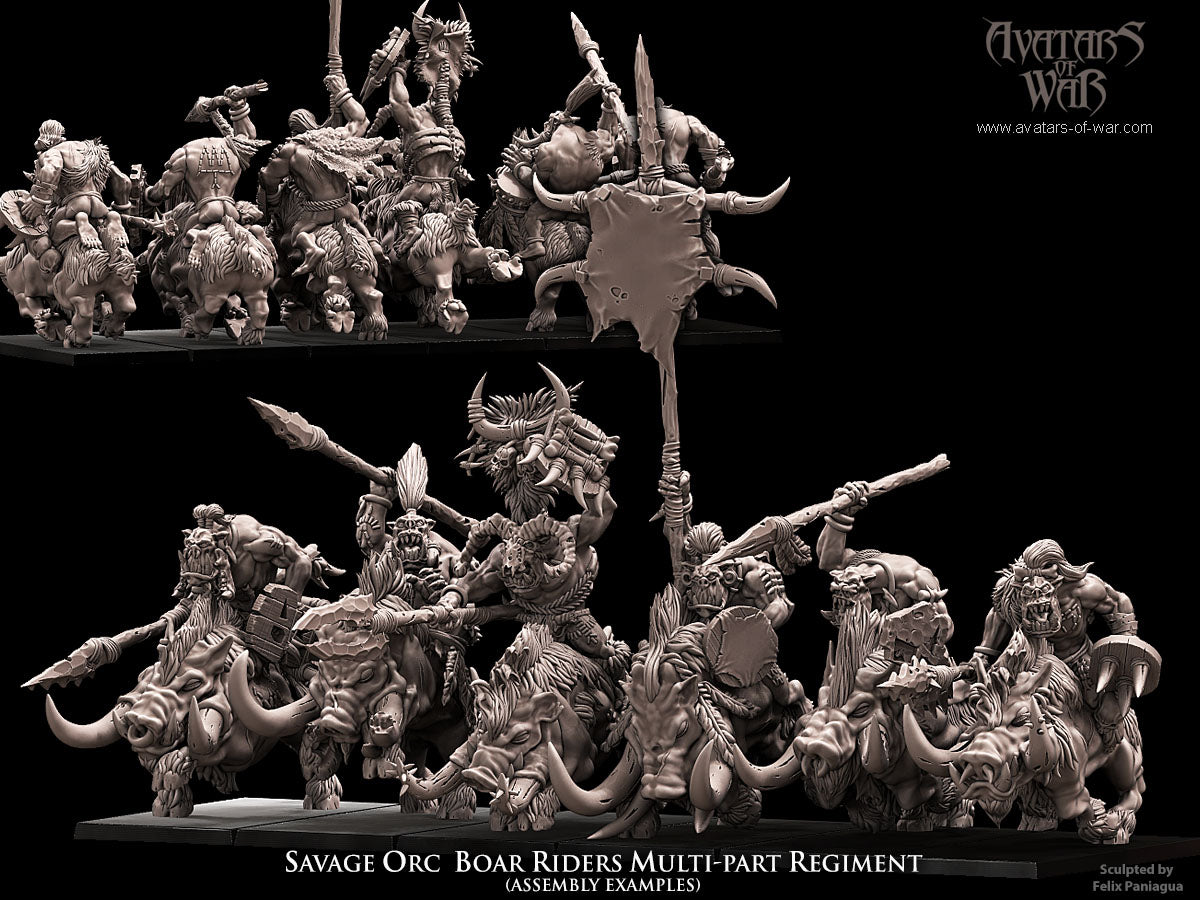 6x Savage Orc Boar riders multi-part regiment - Avatars of War