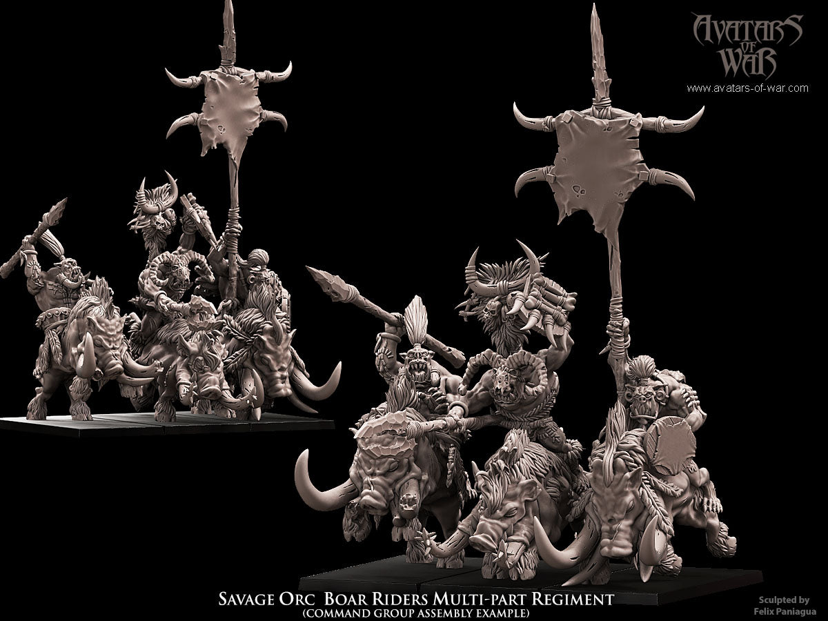 6x Savage Orc Boar riders multi-part regiment - Avatars of War