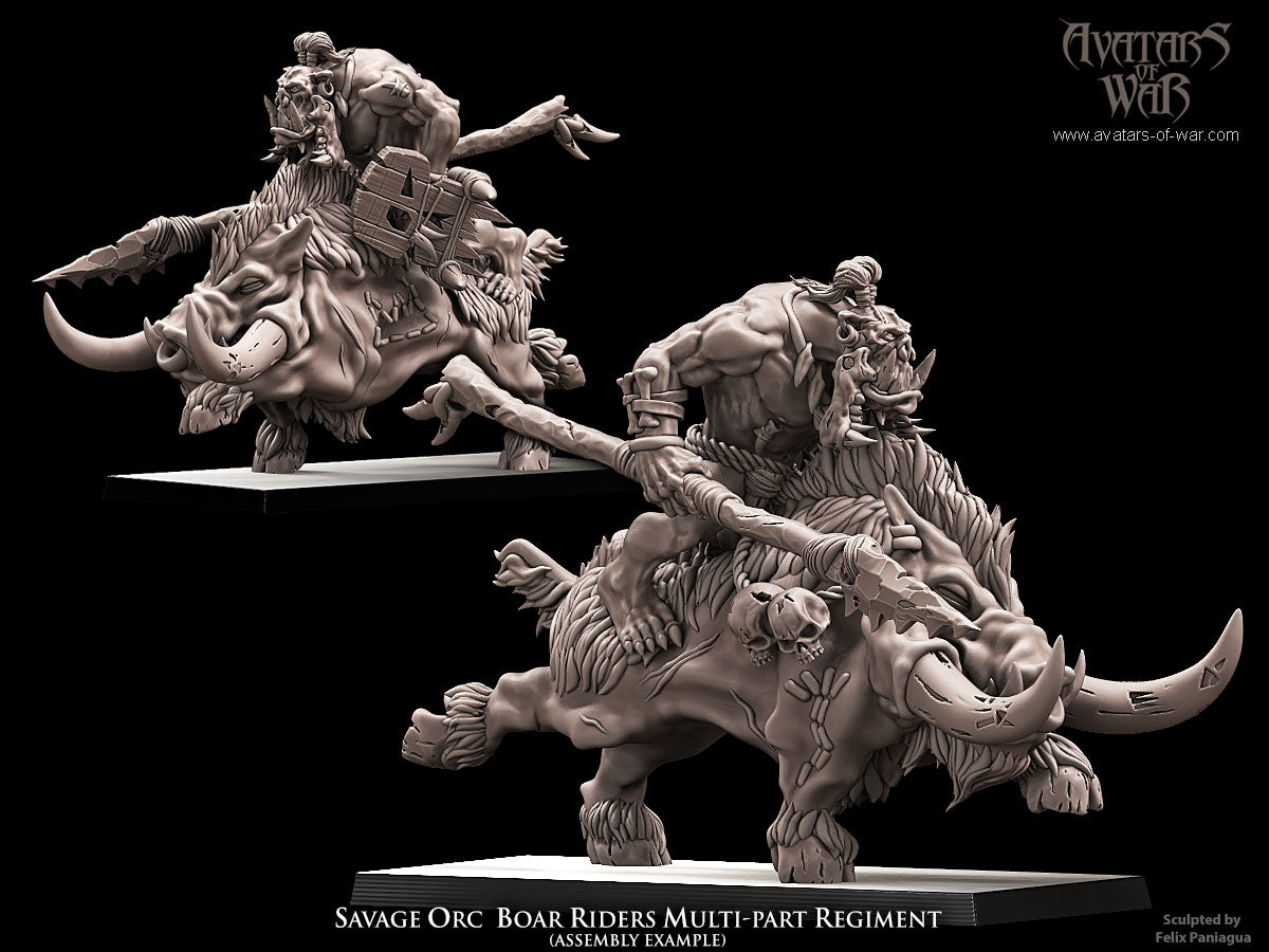 6x Savage Orc Boar riders multi-part regiment - Avatars of War