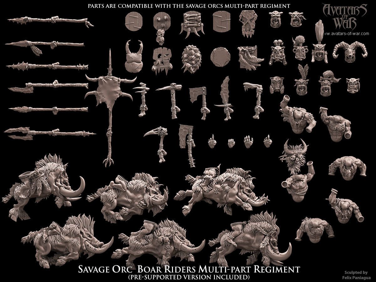 6x Savage Orc Boar riders multi-part regiment - Avatars of War