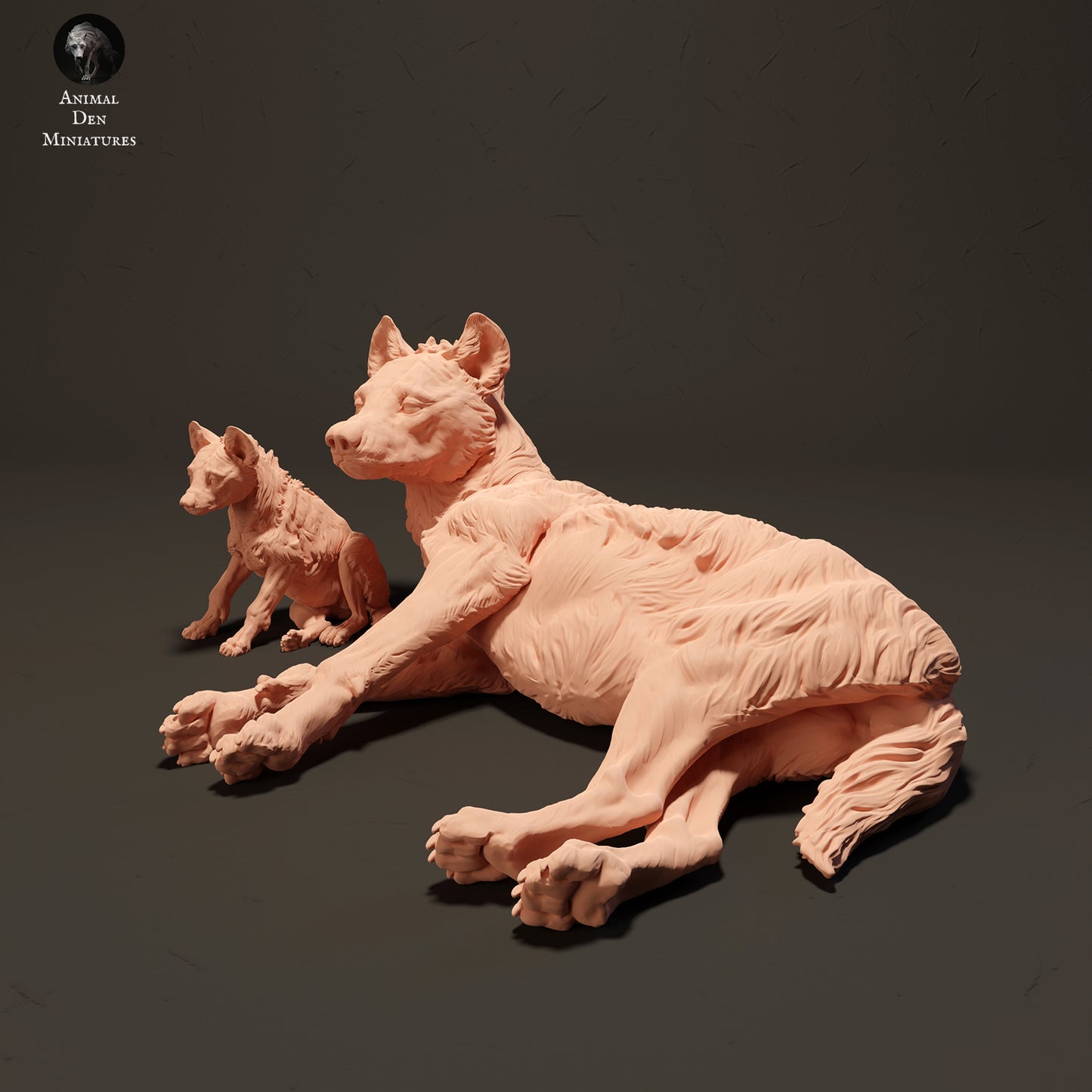 Spotted Hyena and Pup - Animal Den Miniatures