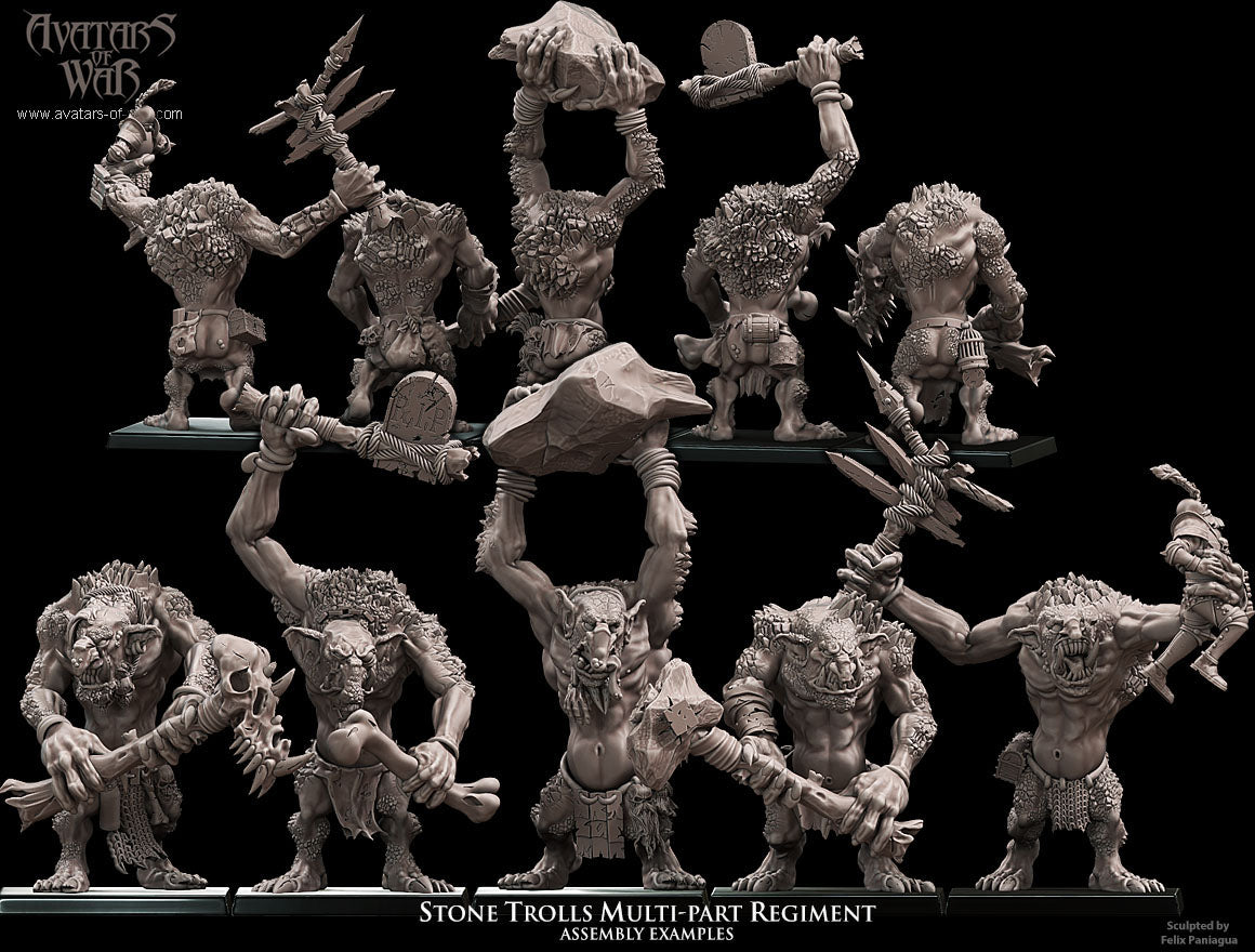 5x Stone Trolls multi-part regiment - Avatars of War