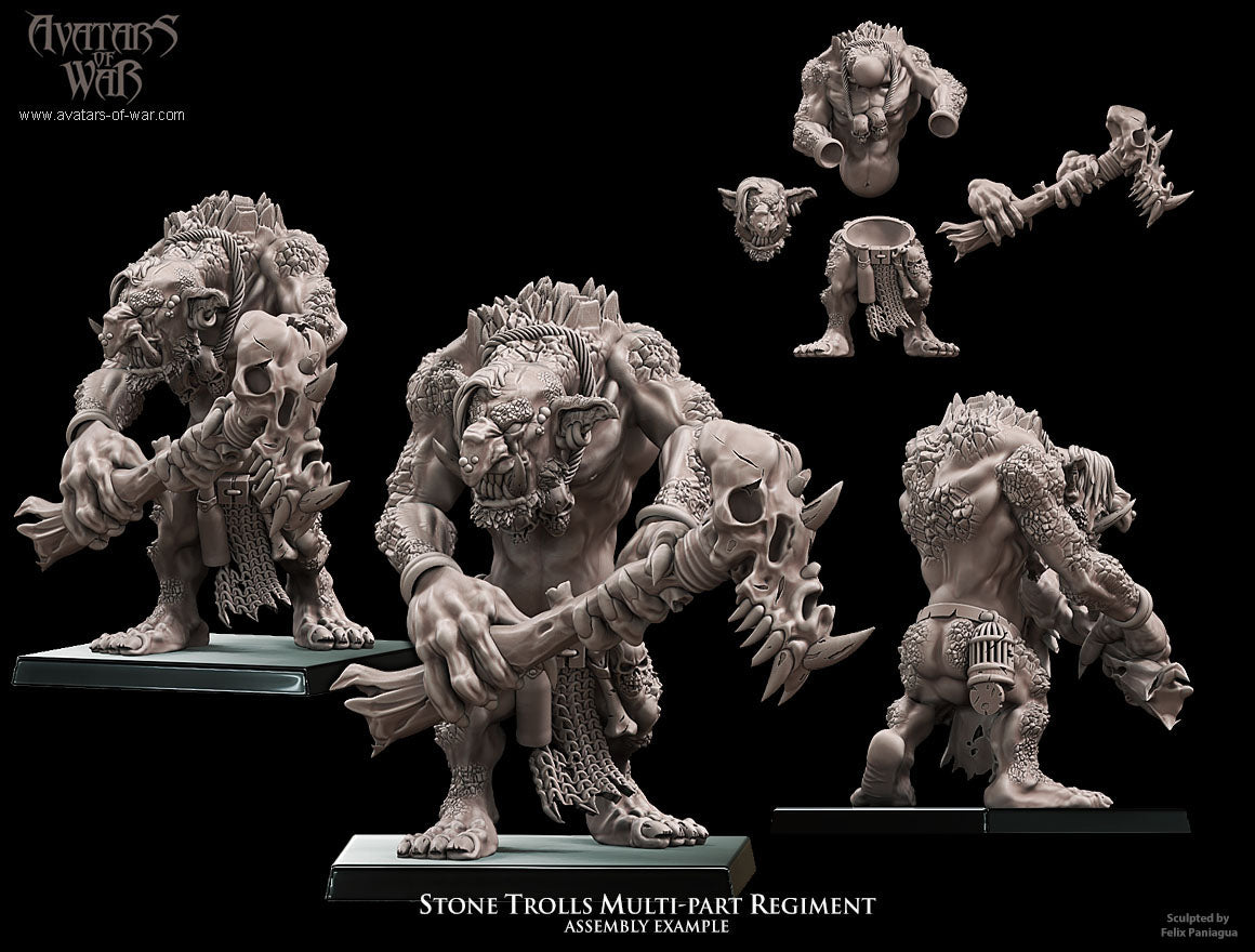 5x Stone Trolls multi-part regiment - Avatars of War