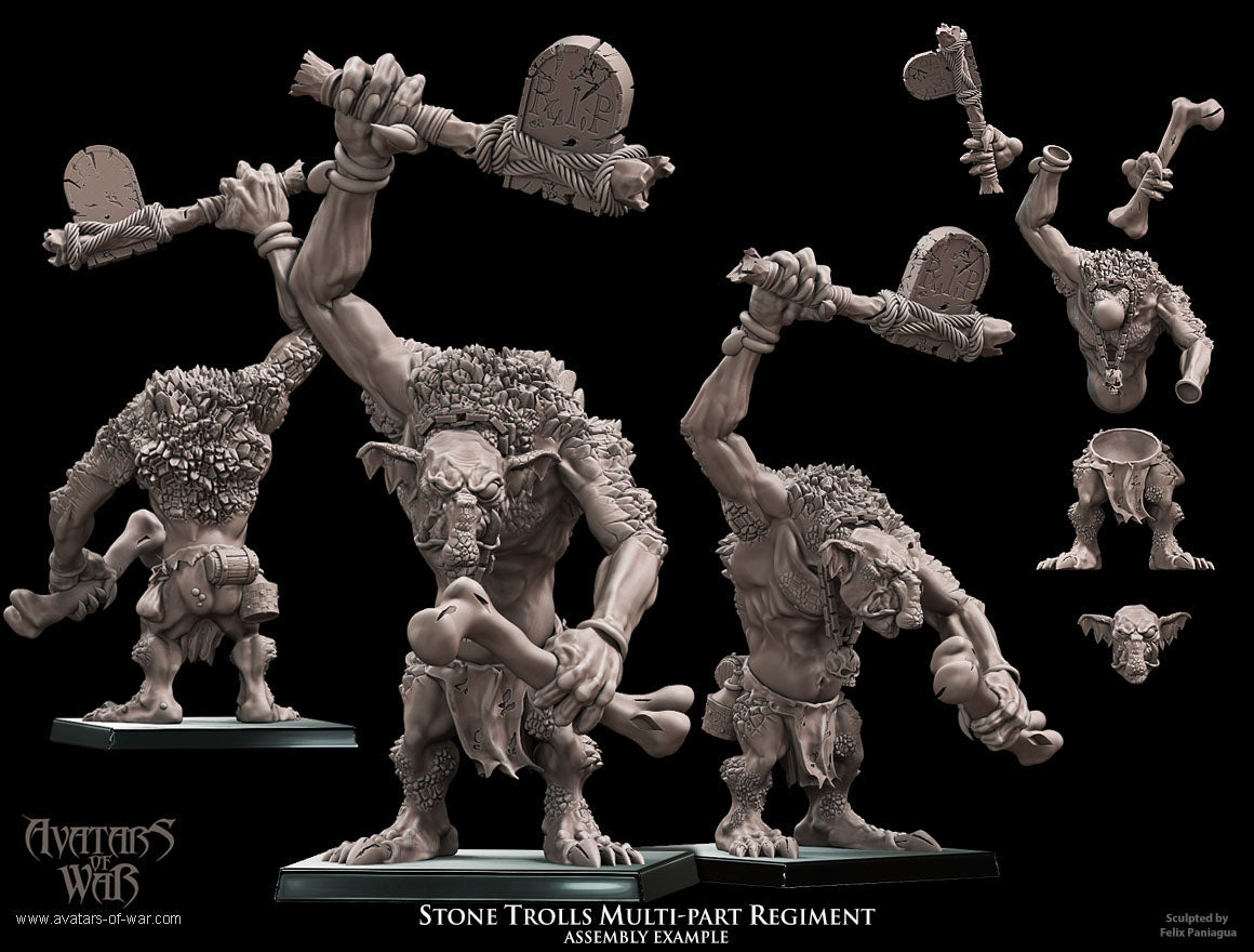 5x Stone Trolls multi-part regiment - Avatars of War