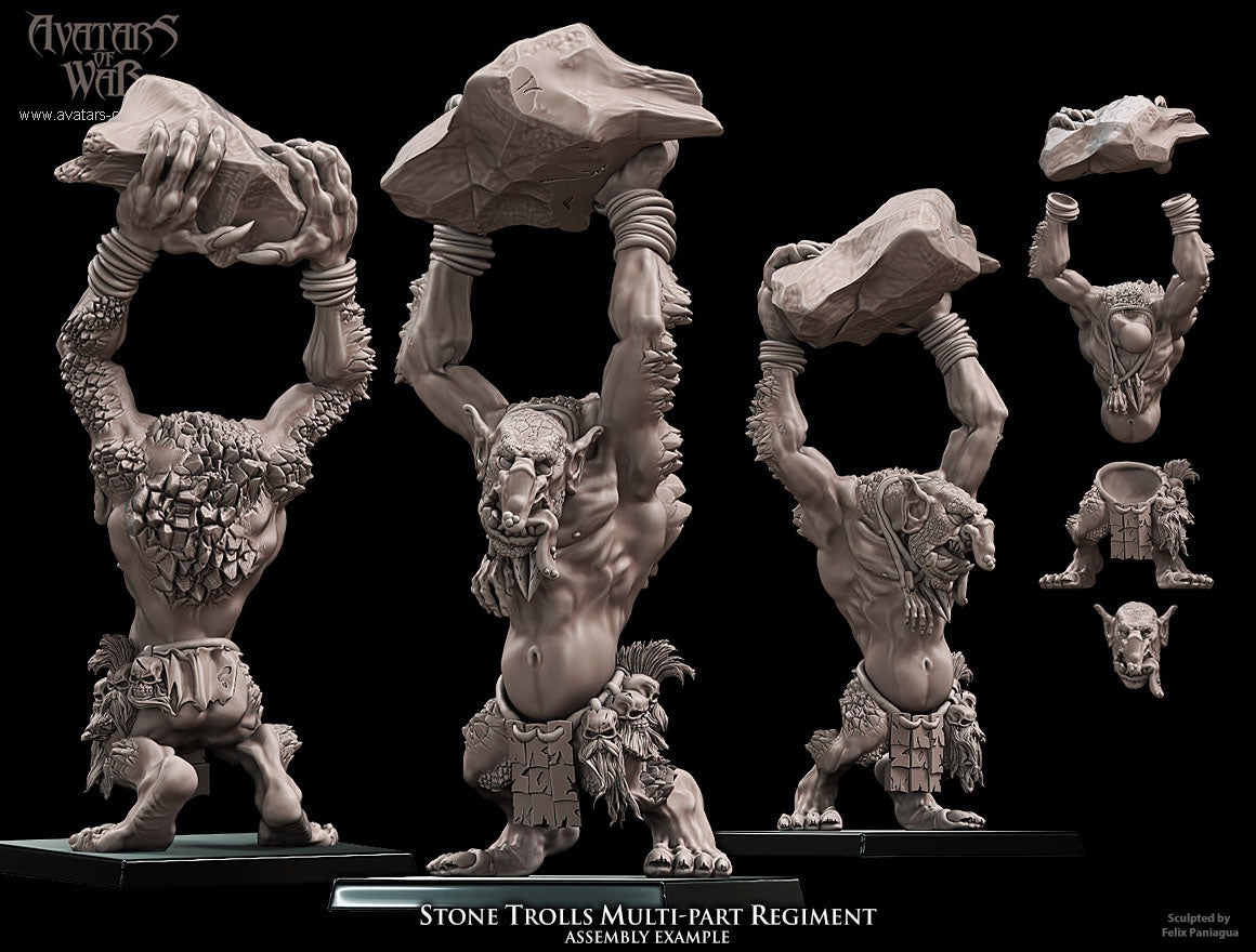 5x Stone Trolls multi-part regiment - Avatars of War