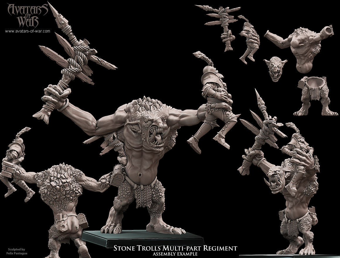 5x Stone Trolls multi-part regiment - Avatars of War