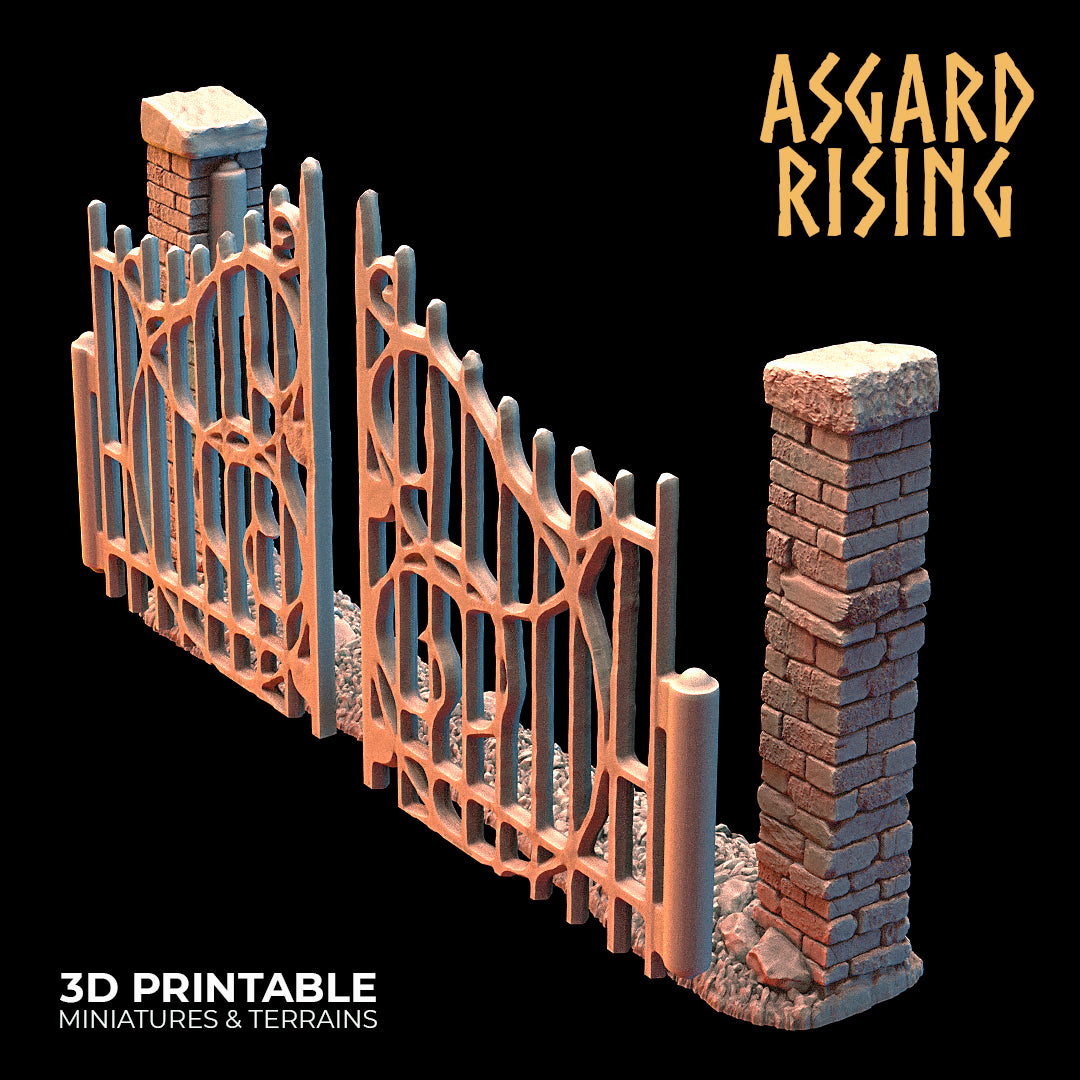 Stone Wall with Gate (ver. 2) - Asgard Rising