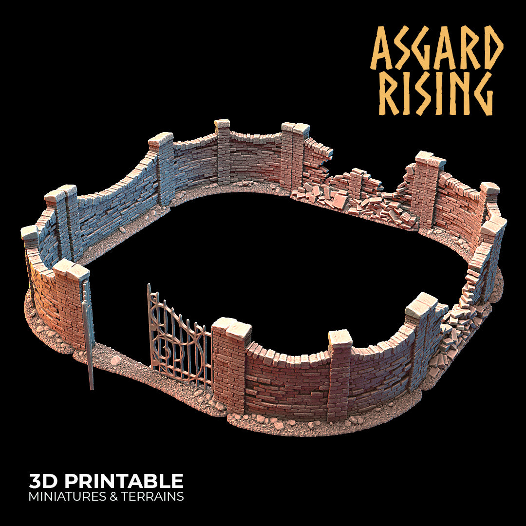 Stone Wall with Gate (ver. 1) - Asgard Rising