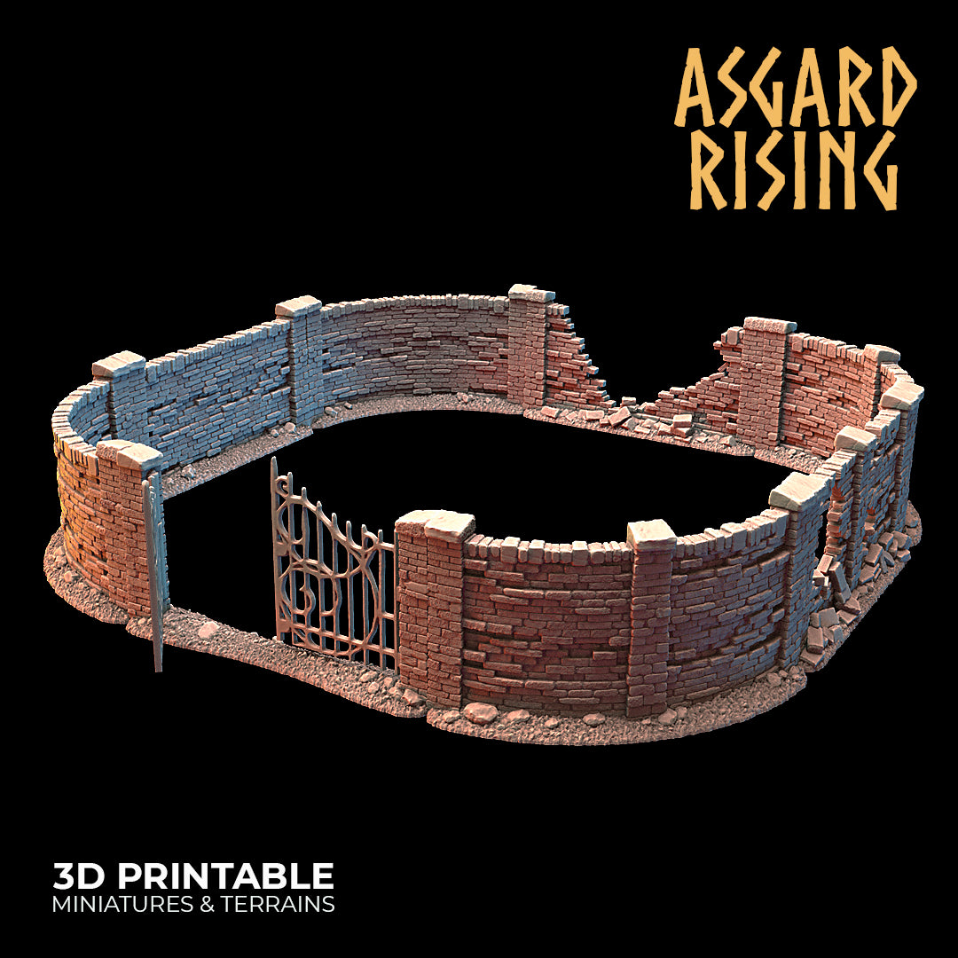 Stone Wall with Gate (ver. 2) - Asgard Rising