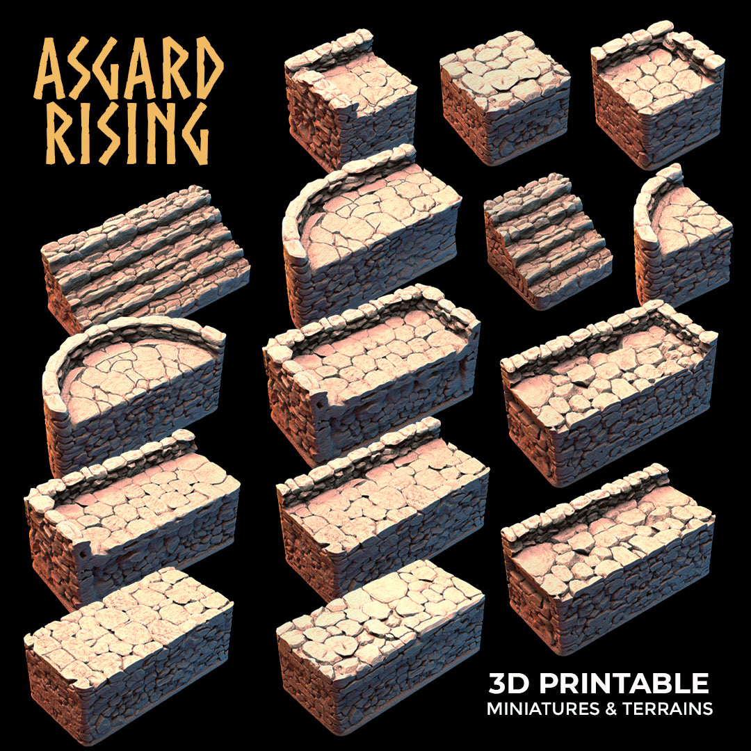 Steinfundament - Modulares individuelles Gelände aus Kunstharz - Asgard Rising