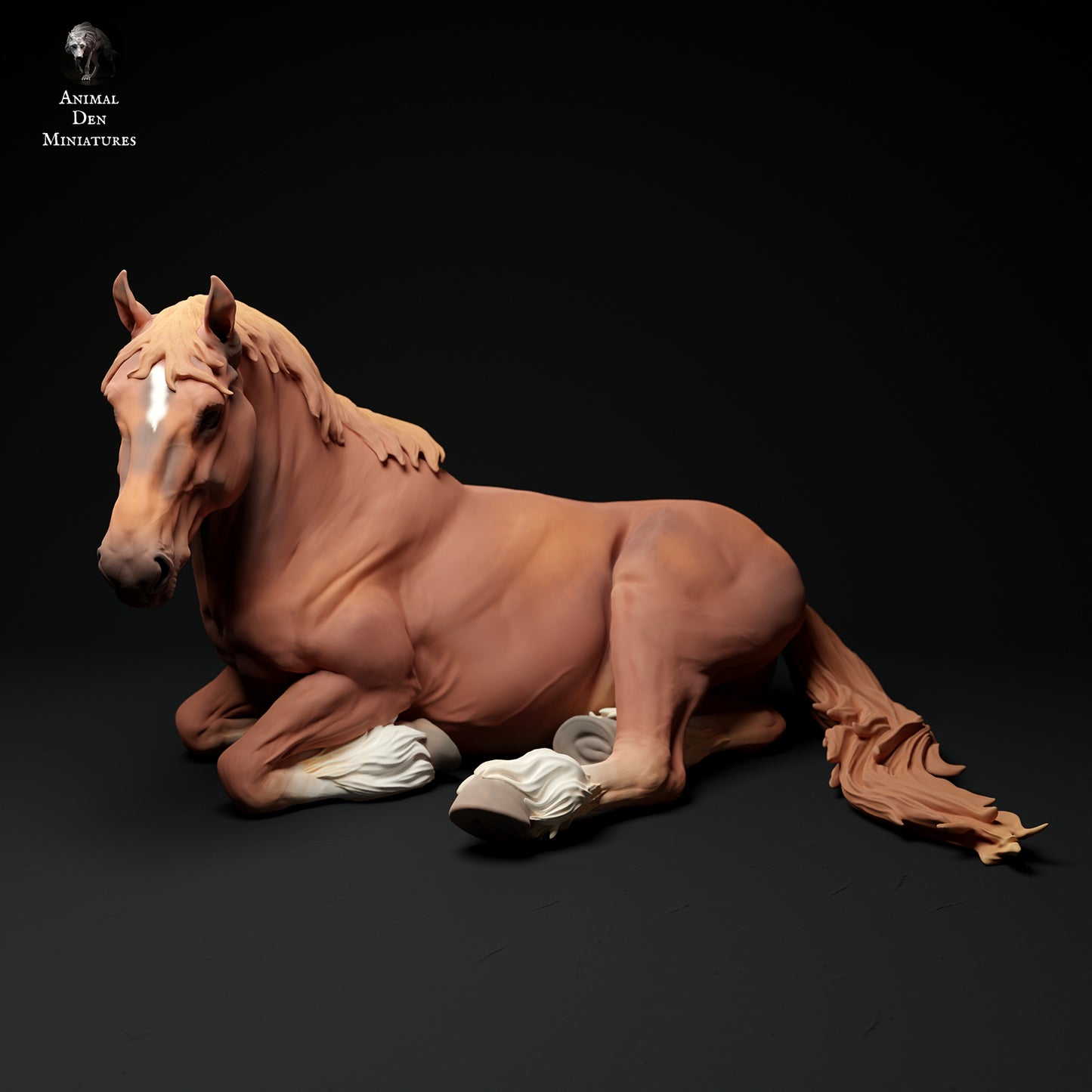 Suffolk Punch Mare Lying - Animal Den Miniatures