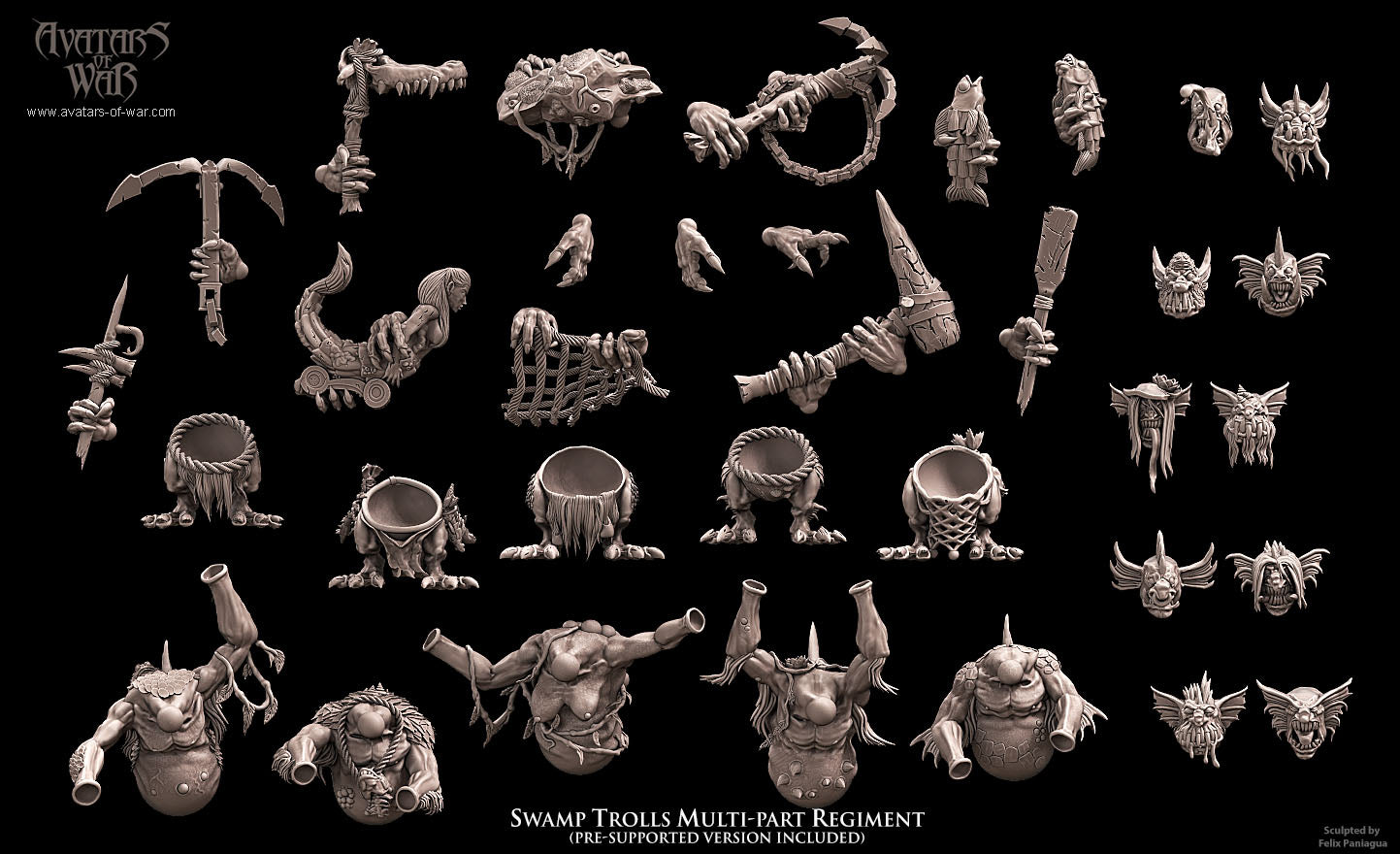 5x Swamp Trolls multi-part regiment - Avatars of War