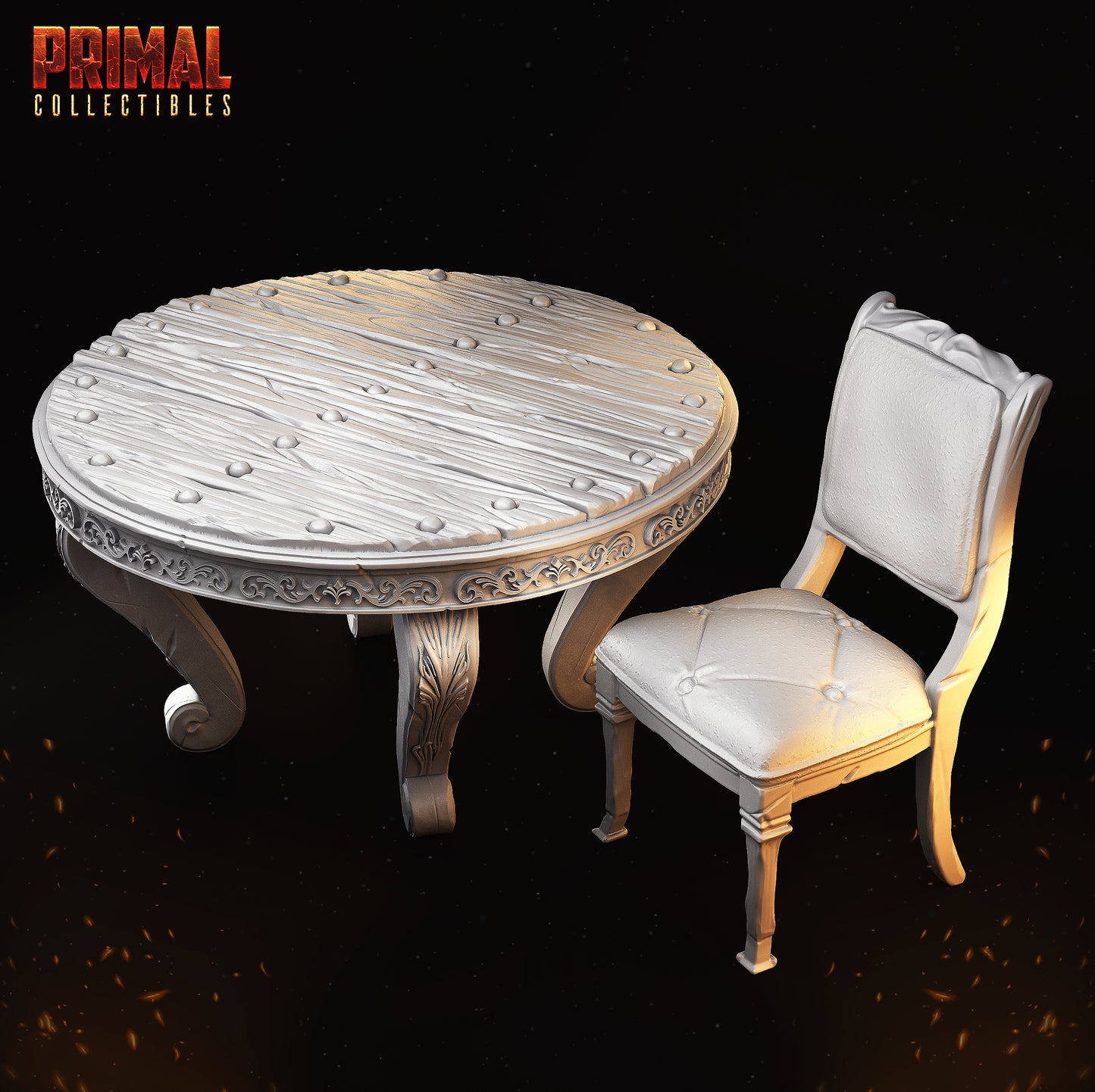 Table + chair and Weapons rack - MASTERS OF DUNGEONS QUEST - Primal Collectibles