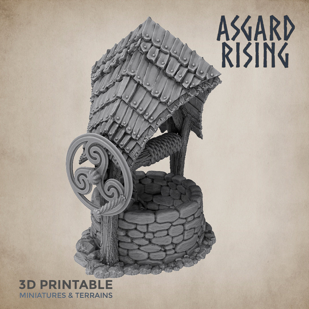 Well with a Shingle Roof With Buckets Set  - Asgard Rising