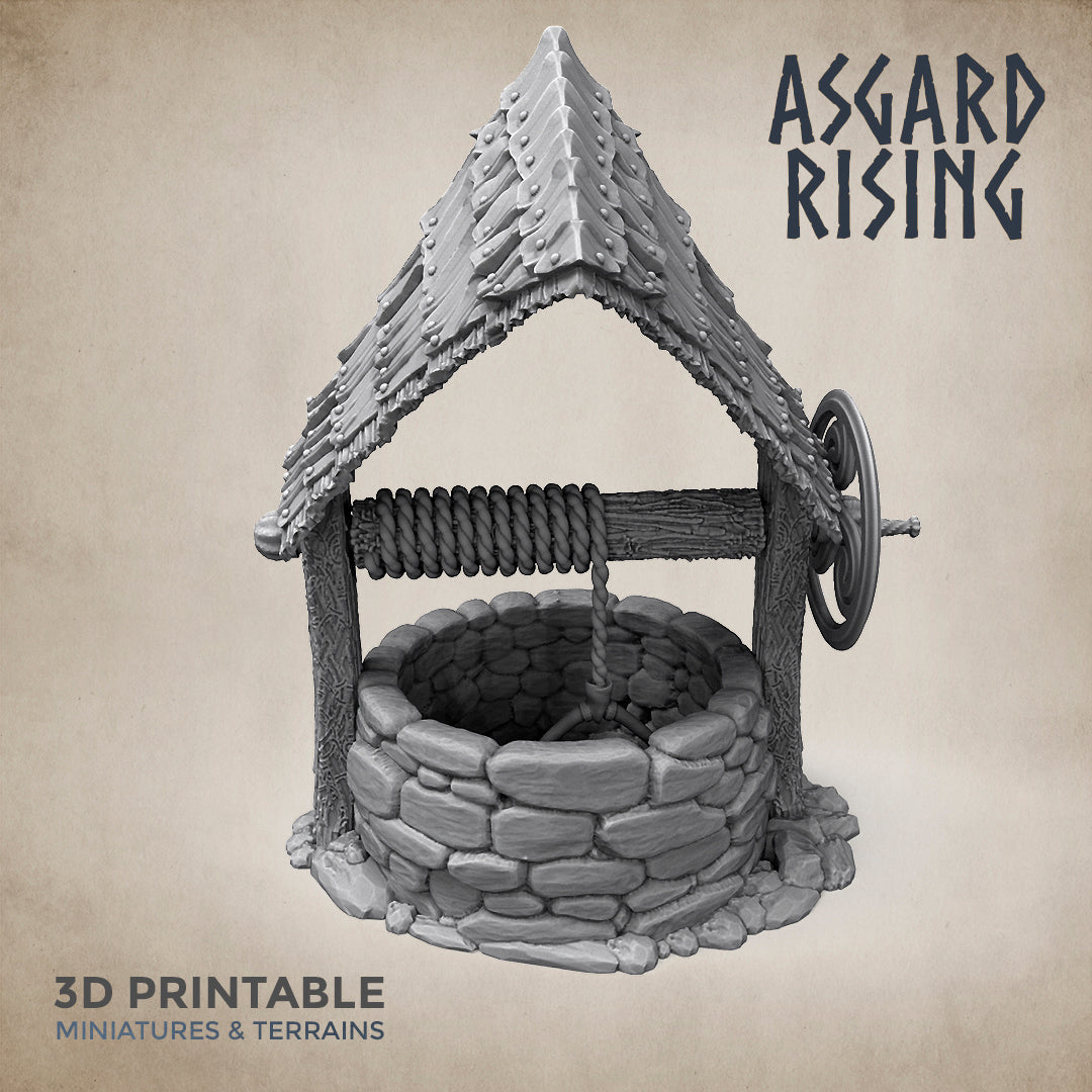 Well with a Shingle Roof With Buckets Set  - Asgard Rising