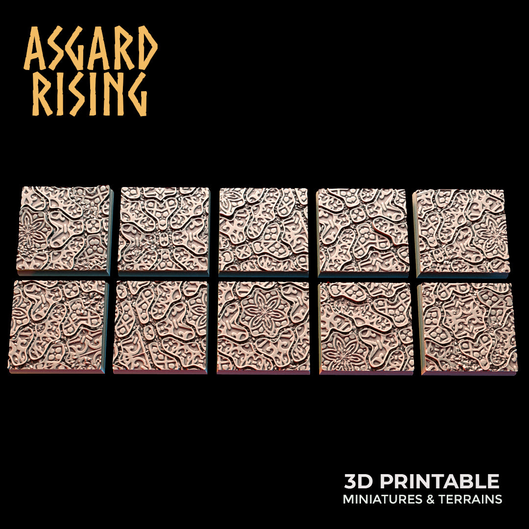 Worn Pavingstone - 10x 25mm Square Base (ver. 2) - Asgard Rising