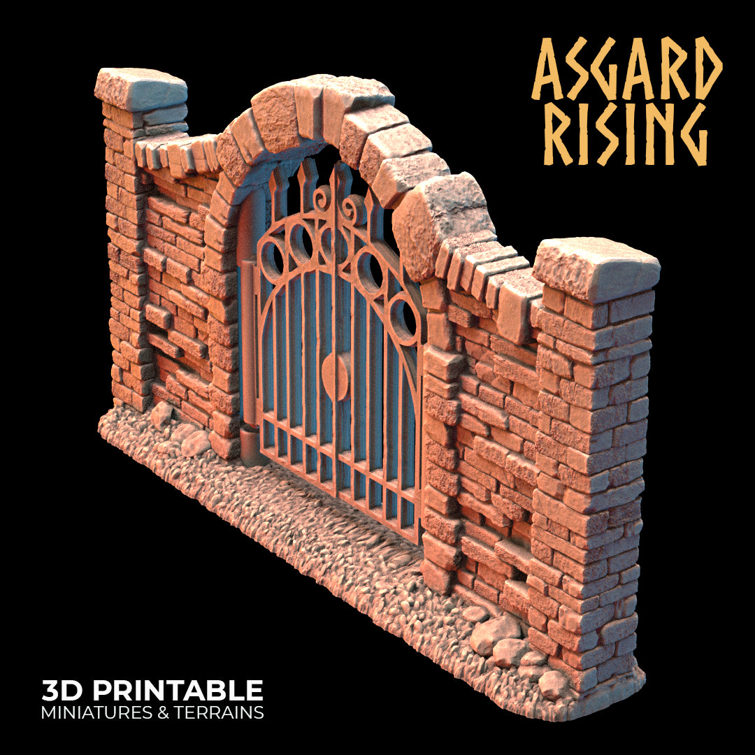 Wrought Iron Fence with Gate (ver. 3) - Asgard Rising