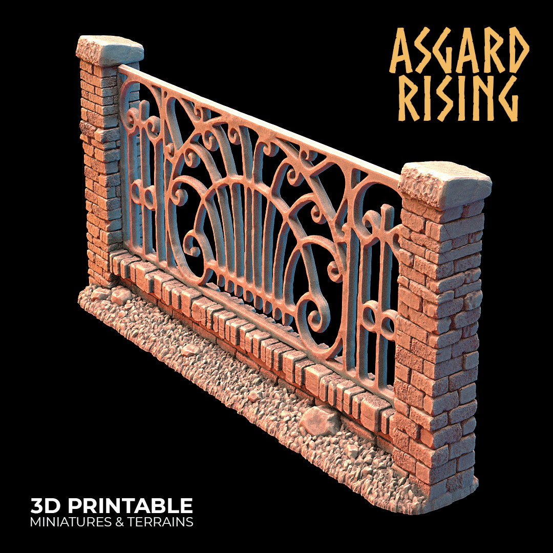 Wrought Iron Fence with Gate (ver. 2) - Asgard Rising