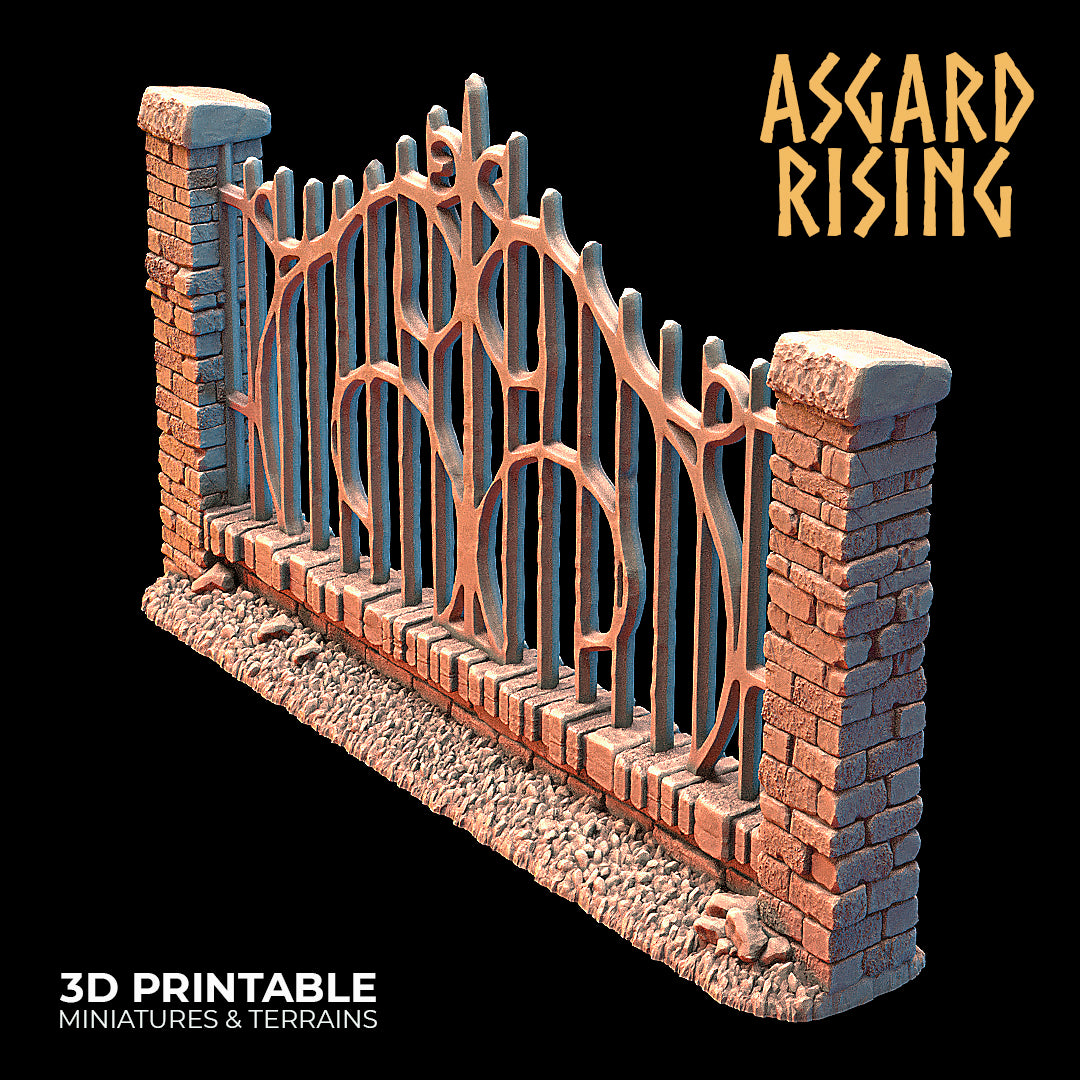 Wrought Iron Fence with Gate (ver. 3) - Asgard Rising