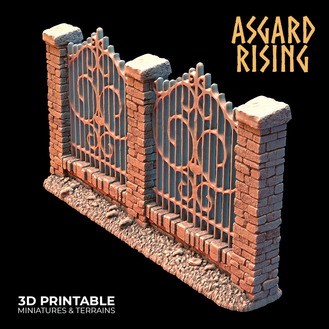 Wrought Iron Fence with Gate (ver. 3) - Asgard Rising