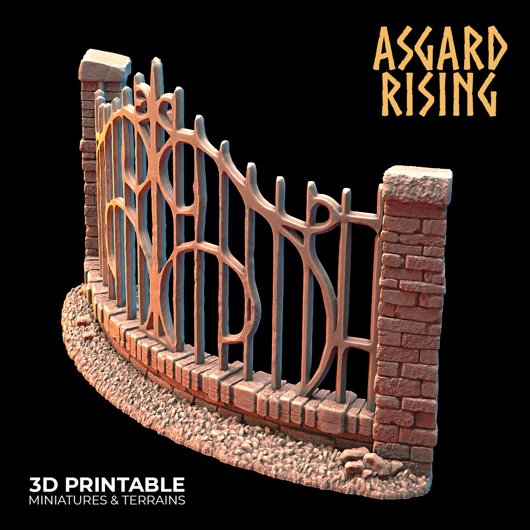 Wrought Iron Fence with Gate (ver. 3) - Asgard Rising