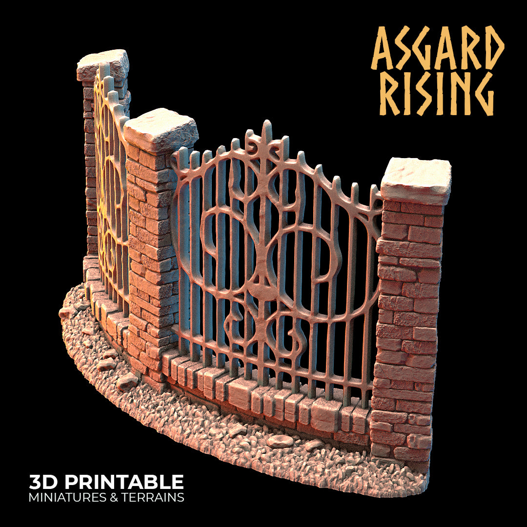 Wrought Iron Fence with Gate (ver. 3) - Asgard Rising