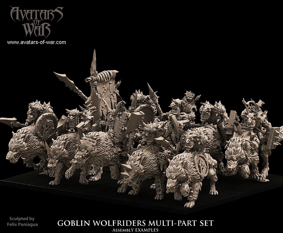 10x Goblin Wolfriders multi-part regiment - Avatars of War