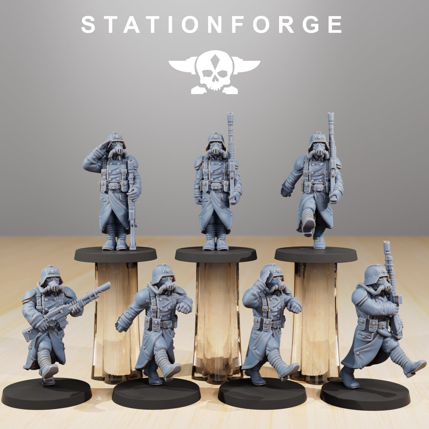 Poses de marche des Grimguards - Station Forge