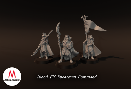 Wood Elf Spearmen Command - Medbury Miniatures