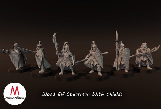 Wood Elf Spearmen with Shields - Medbury Miniatures