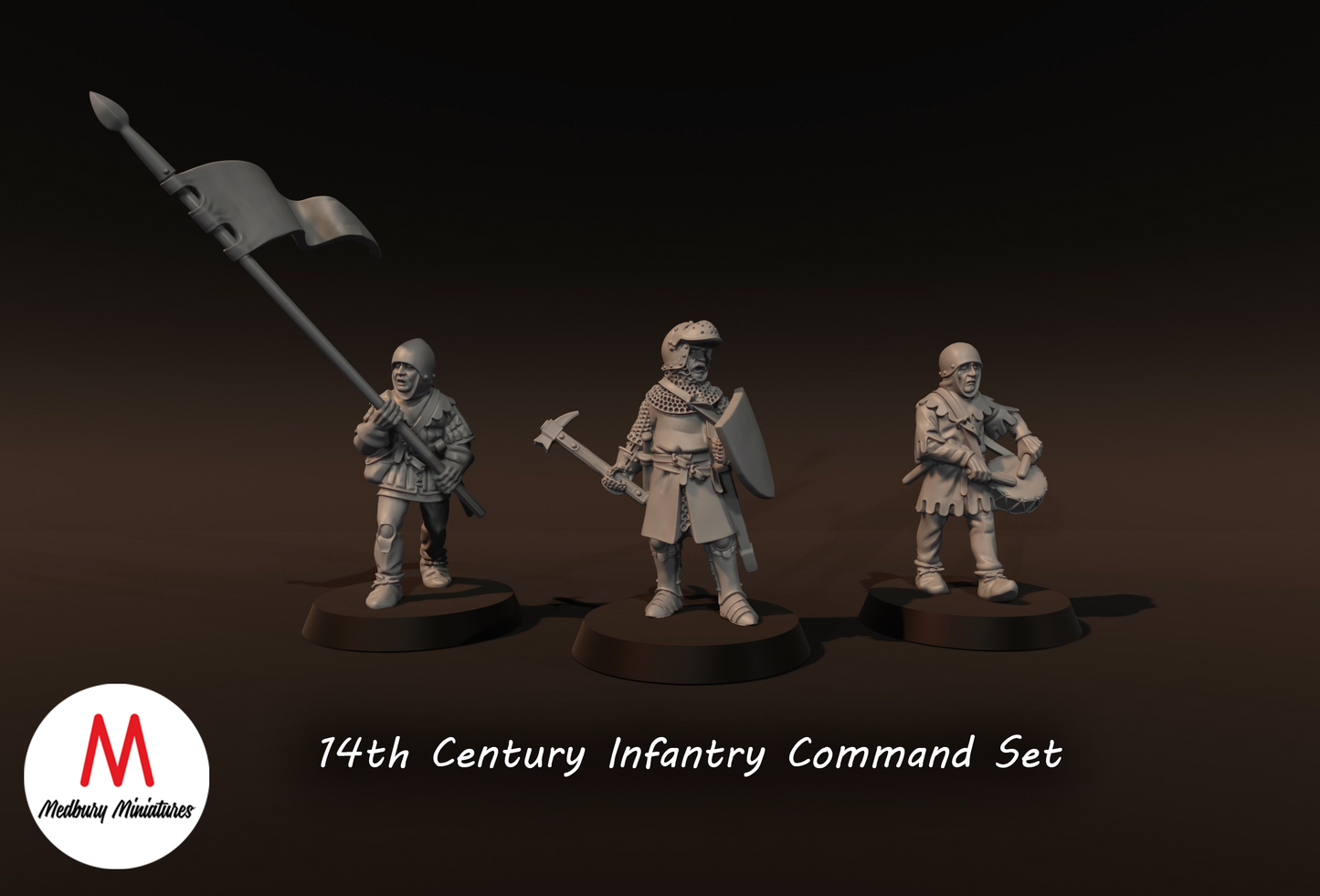 14th Century Infantry Command Set - Medbury Miniatures