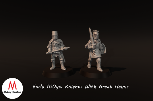 Early 100yw Knights with Great Helms - Medbury Miniatures